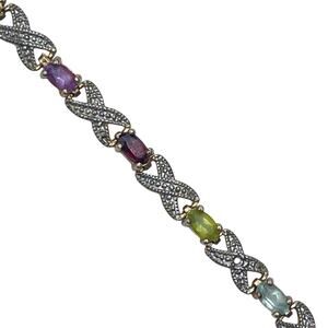Designer Victoria Townsend Signed Tennis Bracelet Multi Gemstone Sterling Silver